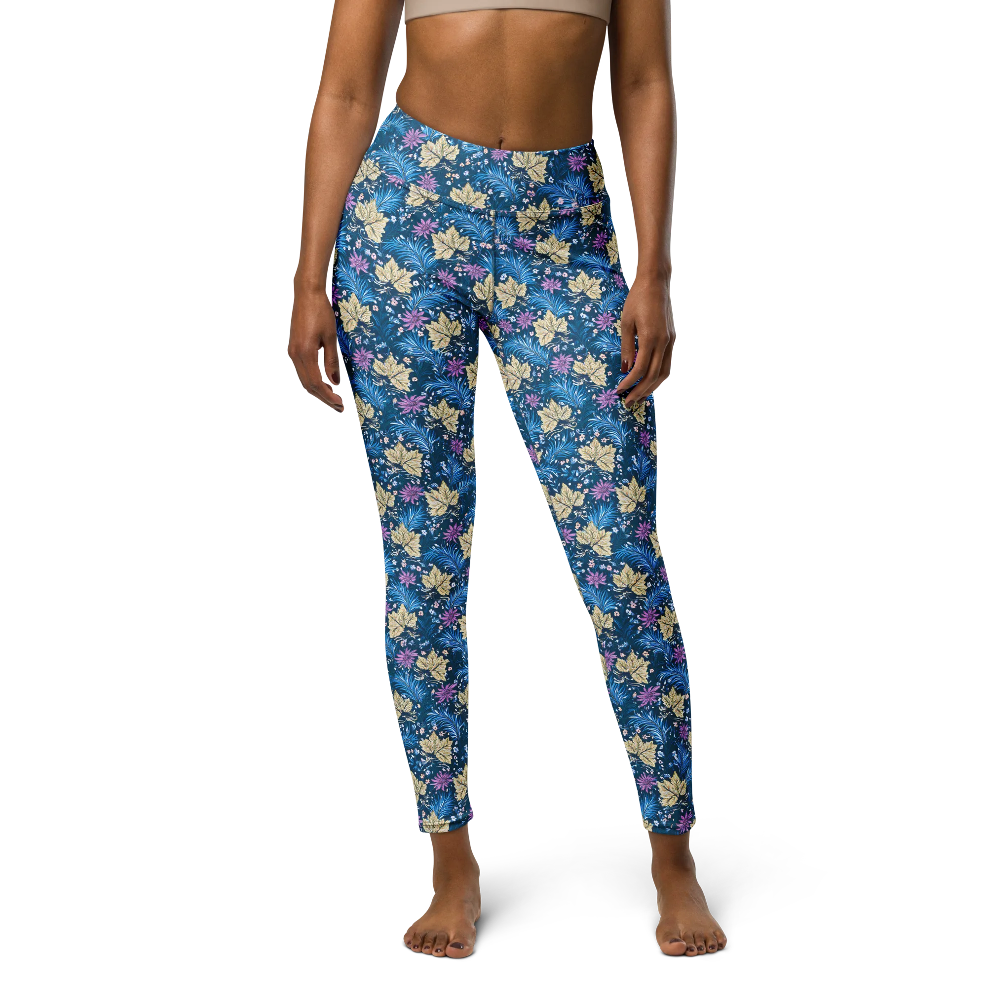 Midnight Meadow on Yoga Leggings — Front