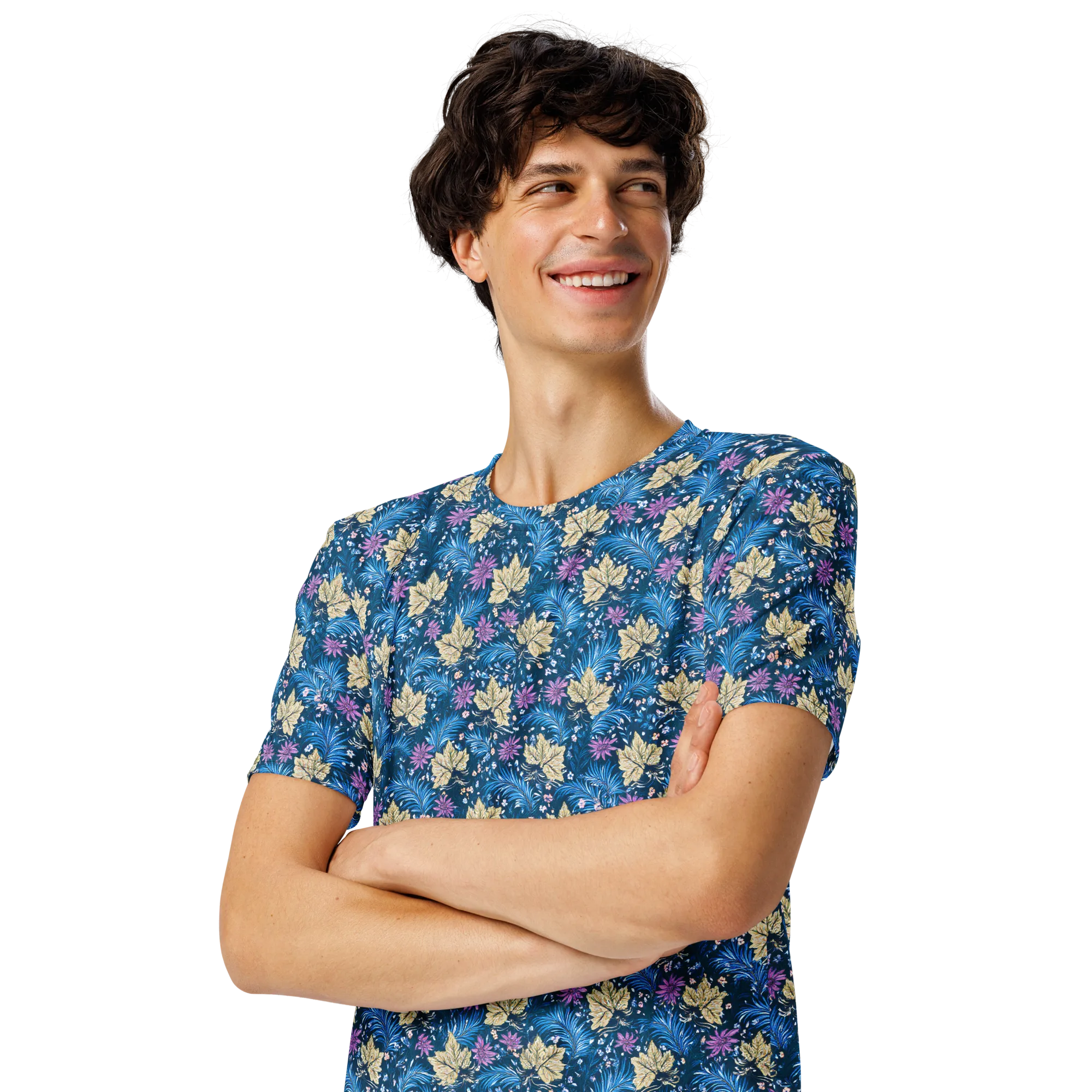 Midnight Meadow on Men's Crew Neck T-Shirt — Left Front