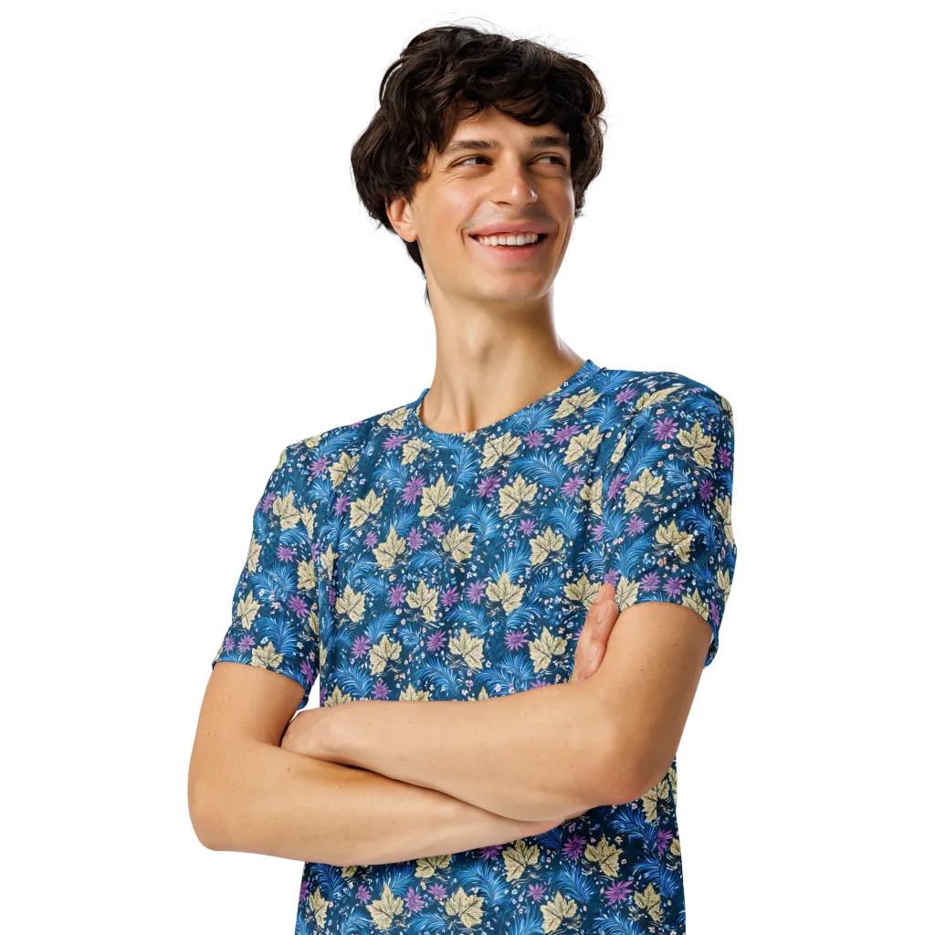 Midnight Meadow on Men's Crew Neck T-Shirt — Left Front