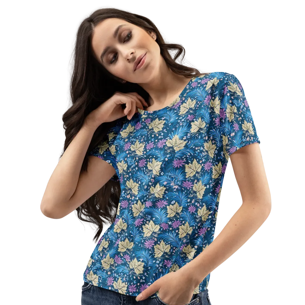Midnight Meadow on Women's Crew Neck T-Shirt — Left Front