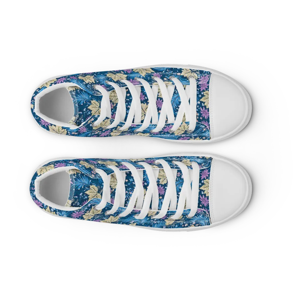 Midnight Meadow on Women's High Top Canvas Shoes — Front