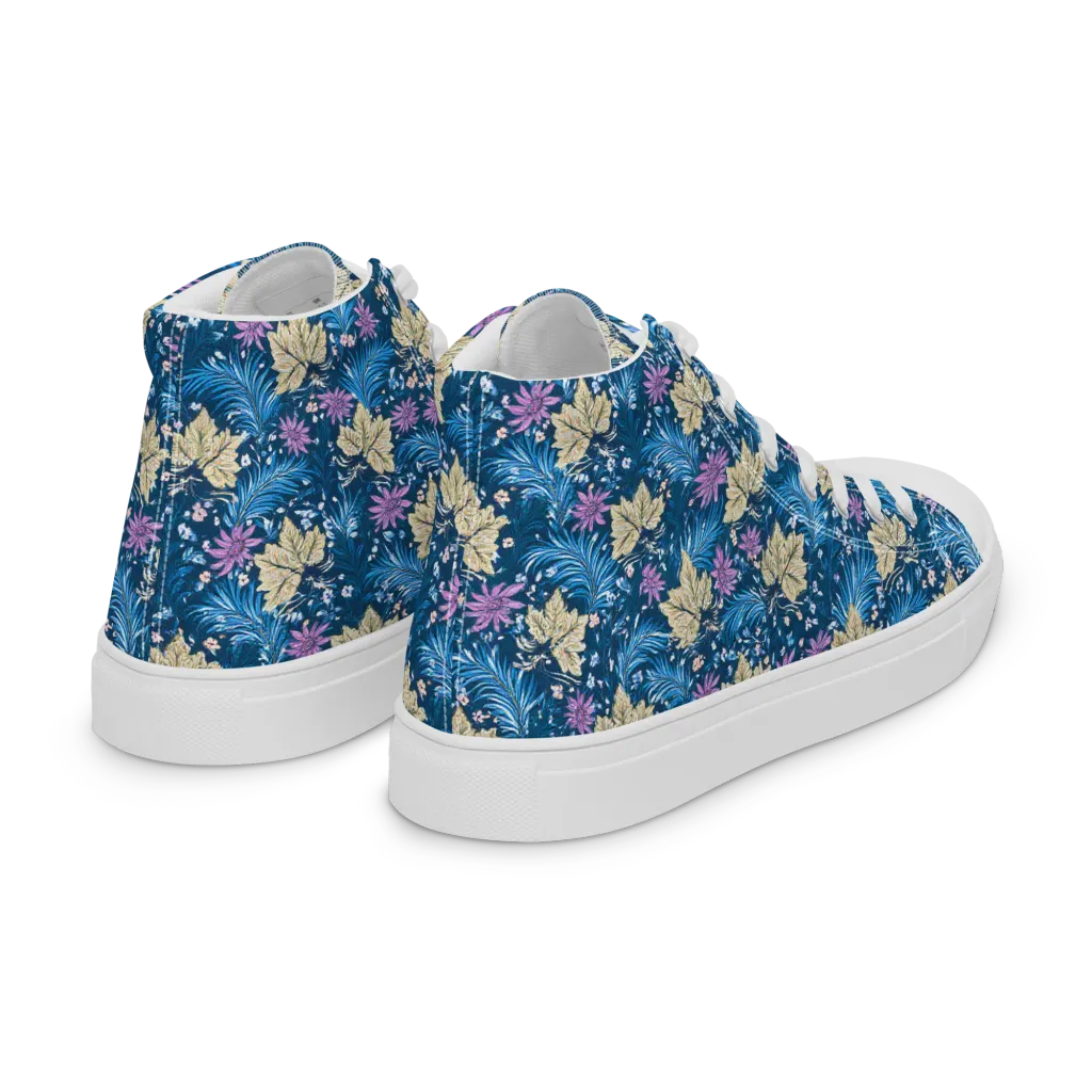 Midnight Meadow on Women's High Top Canvas Shoes — Right Back
