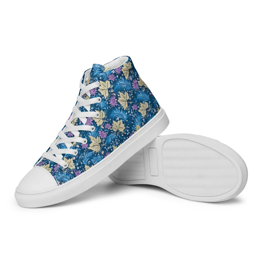 Midnight Meadow on Women's High Top Canvas Shoes — Left