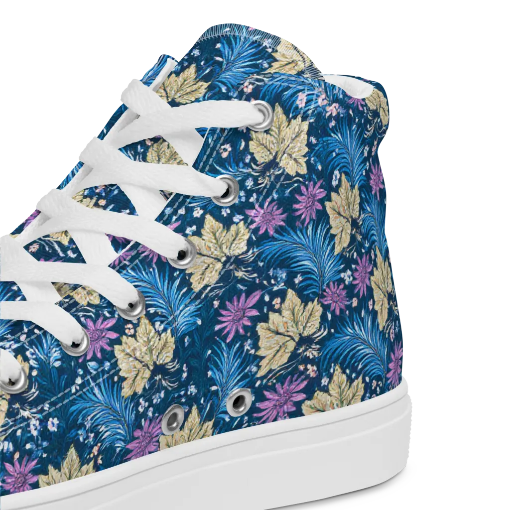 Midnight Meadow on Women's High Top Canvas Shoes — Product details 2