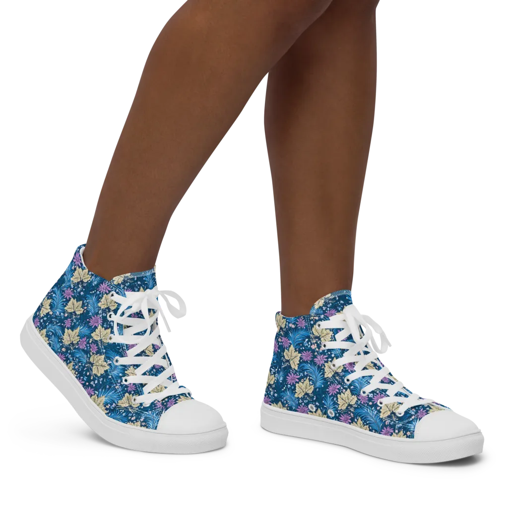 Midnight Meadow on Women's High Top Canvas Shoes — Right