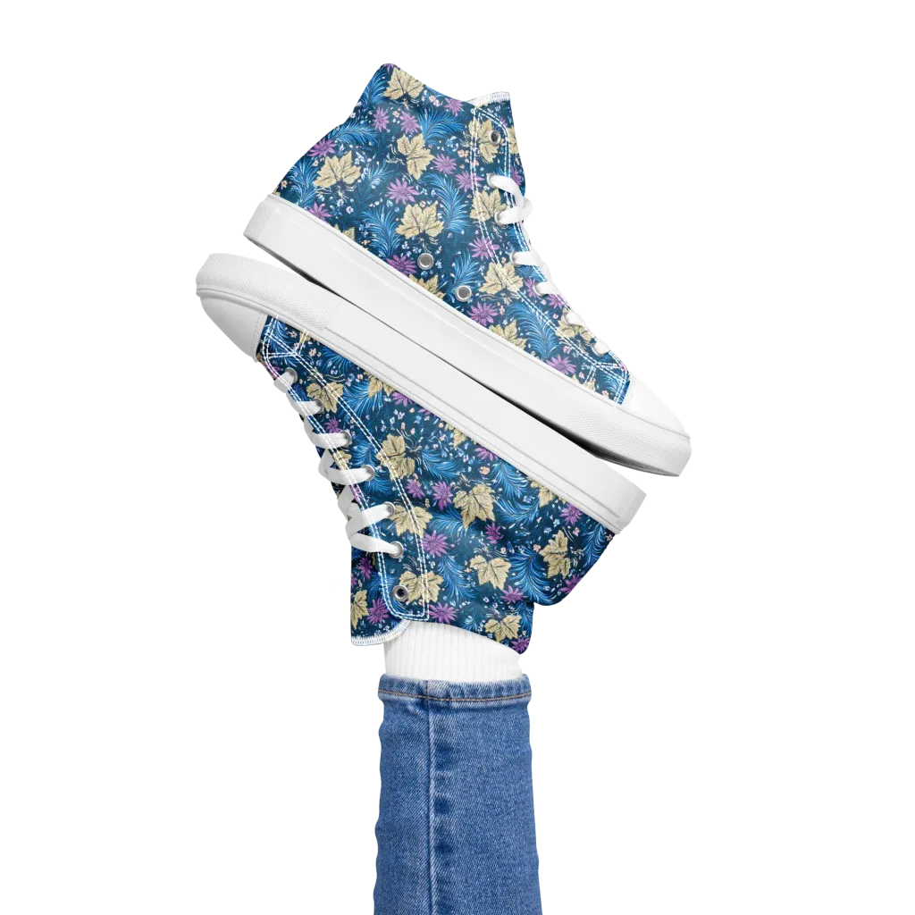 Midnight Meadow on Women's High Top Canvas Shoes — Left