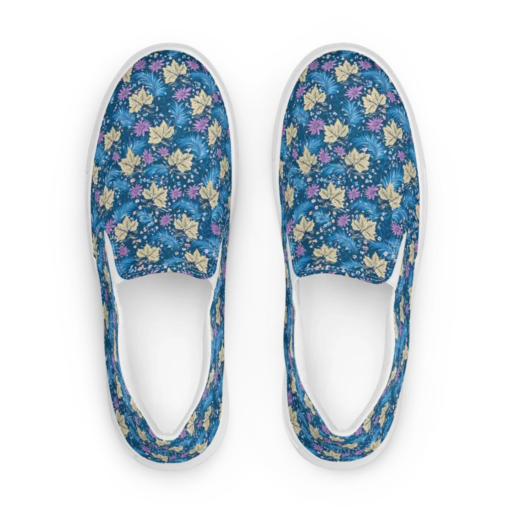 Midnight Meadow on Men's Slip-On Canvas Shoes — Front