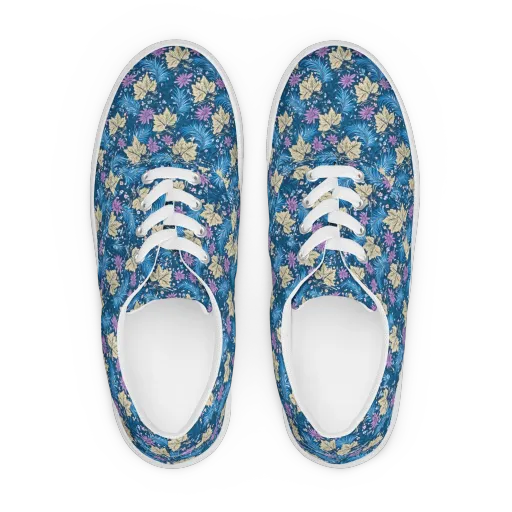 Midnight Meadow on a Men's Lace-Up Canvas Shoes