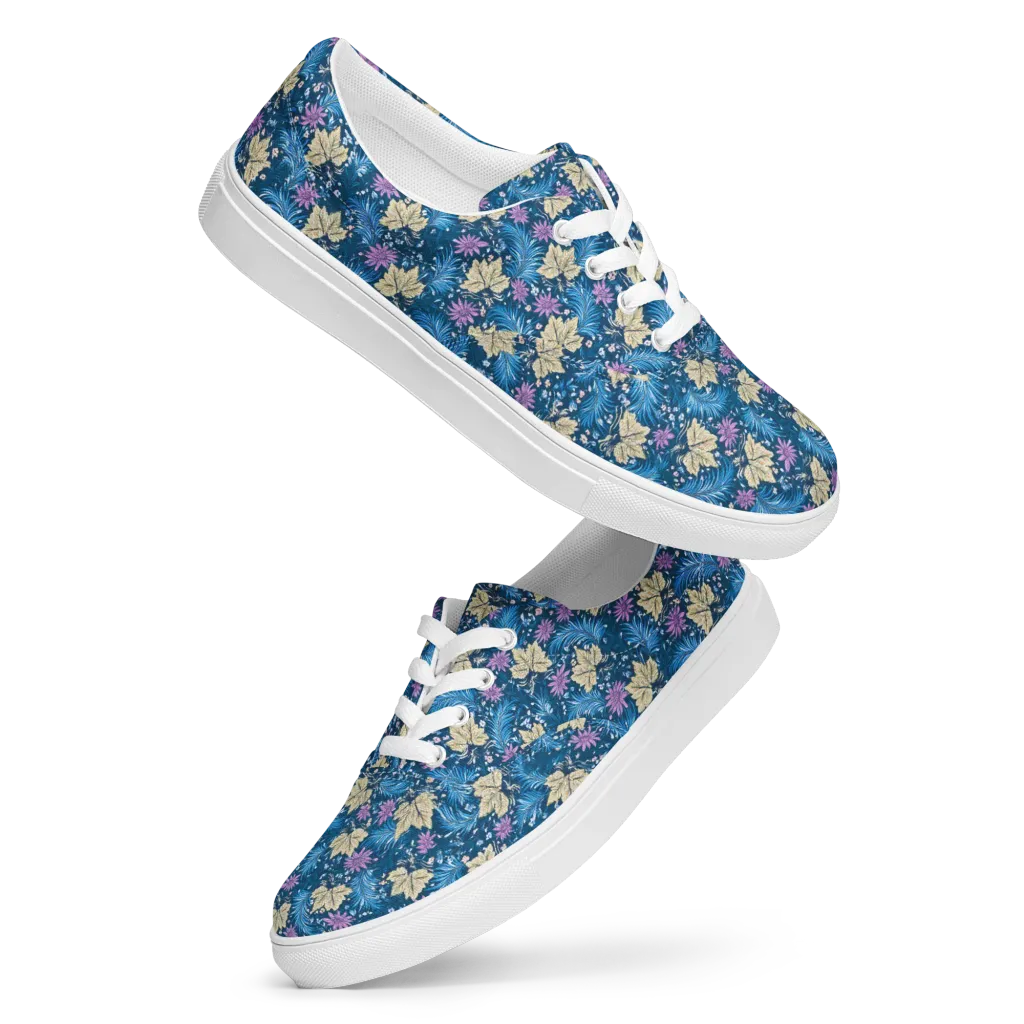 Midnight Meadow on Men's Lace-Up Canvas Shoes — Front