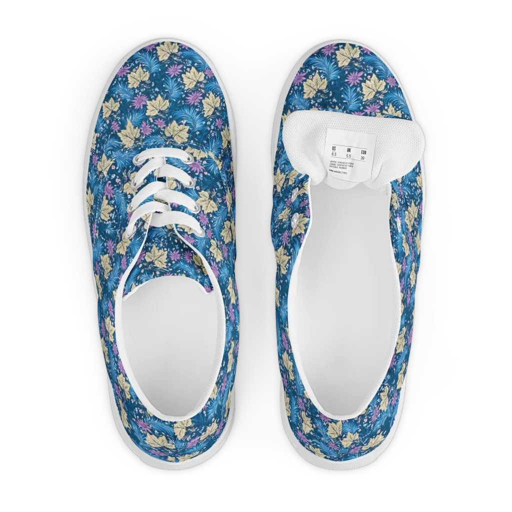 Midnight Meadow on Men's Lace-Up Canvas Shoes — Front