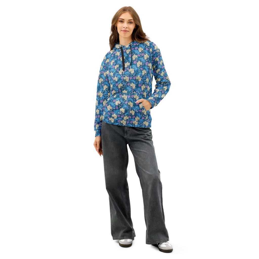 Midnight Meadow on Cotton Hoodie — Front