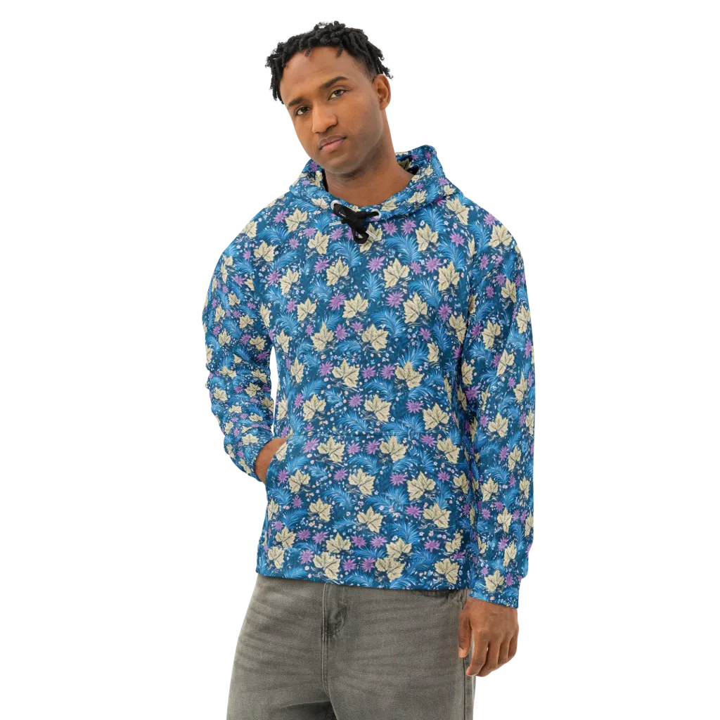 Midnight Meadow on Cotton Hoodie — Left Front