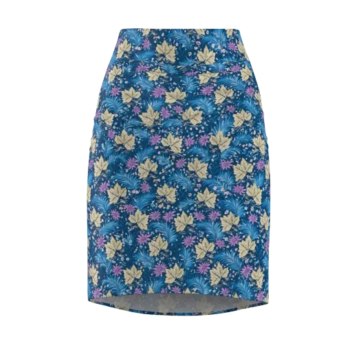Midnight Meadow on a Pencil Skirt