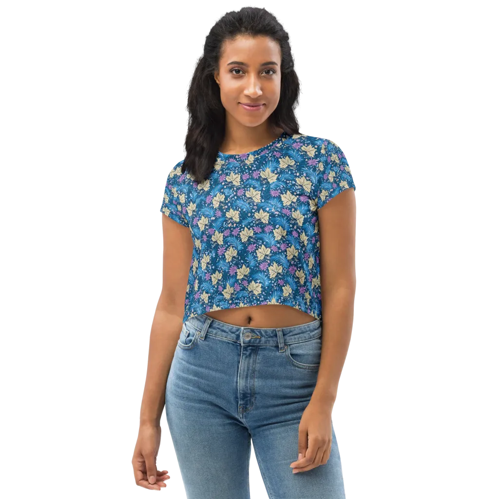 Midnight Meadow on Crop Tee — Front