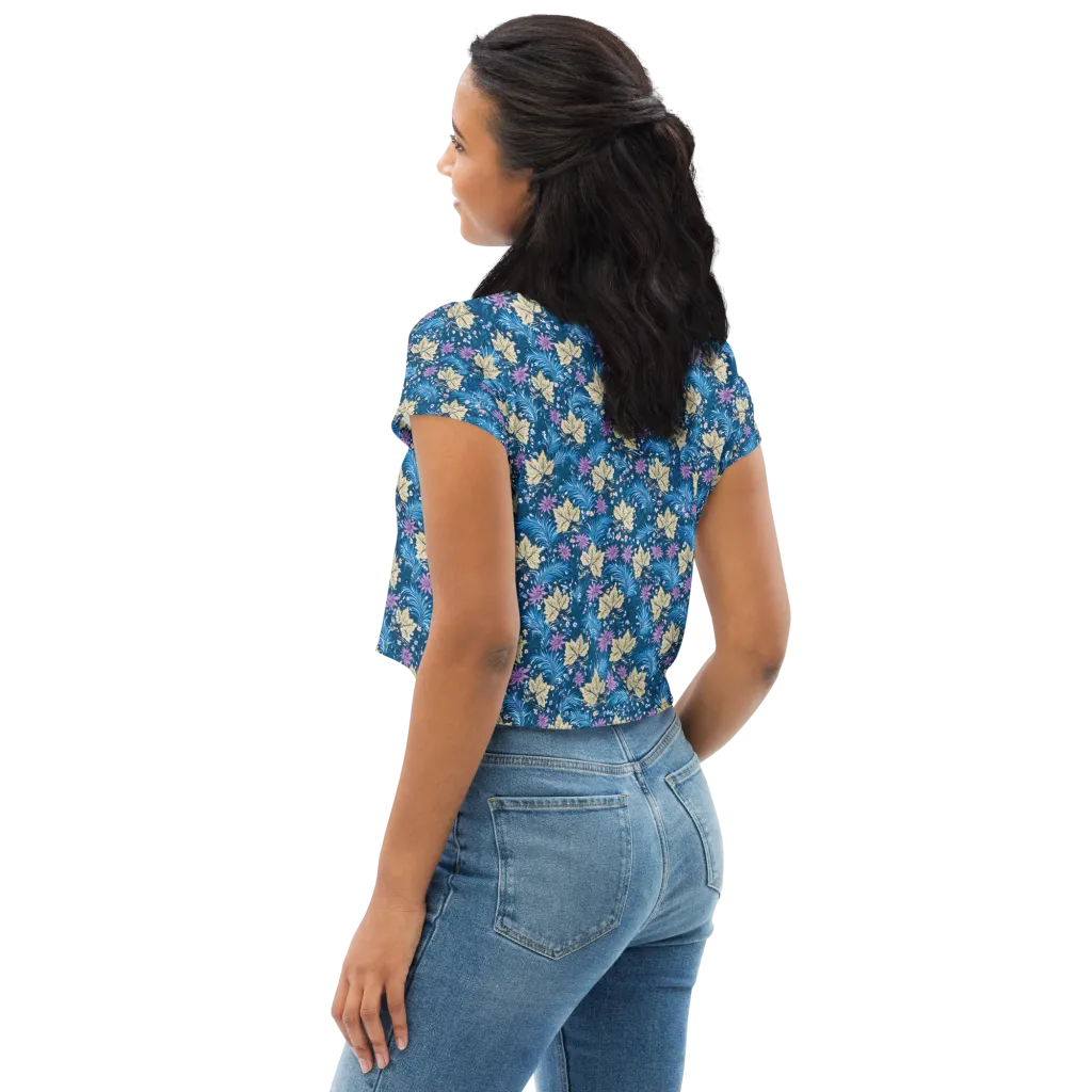 Midnight Meadow on Crop Tee — Left Back