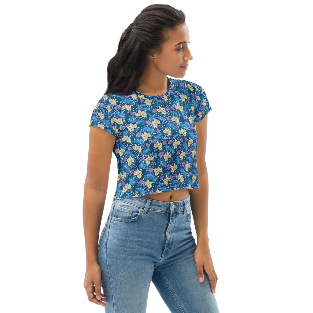 Midnight Meadow on Crop Tee — Right Front