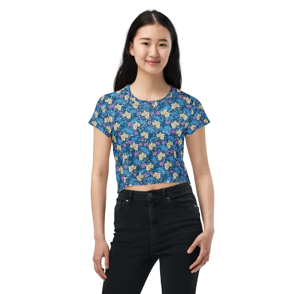 Midnight Meadow on Crop Tee — Front