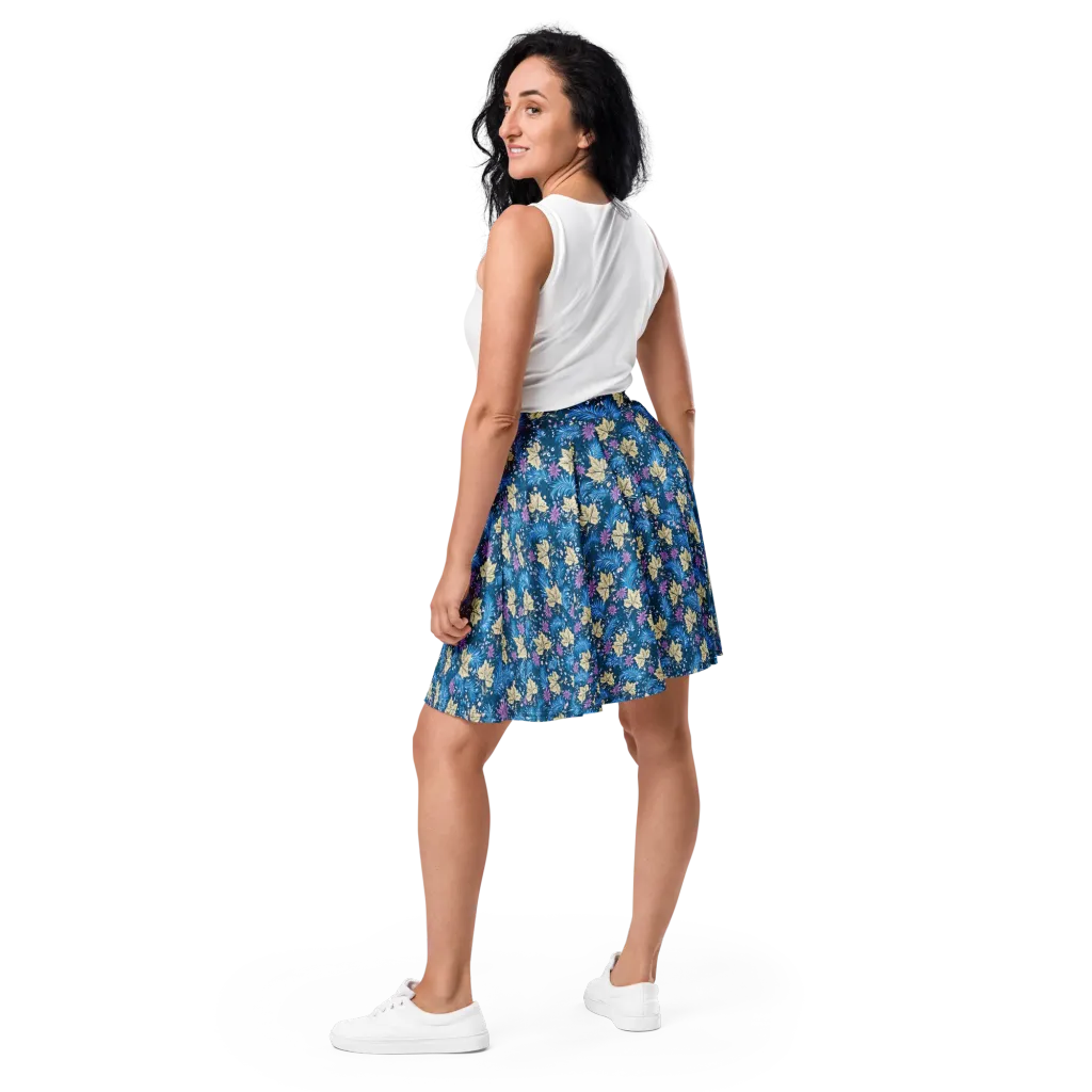 Midnight Meadow on Skater Skirt — Back