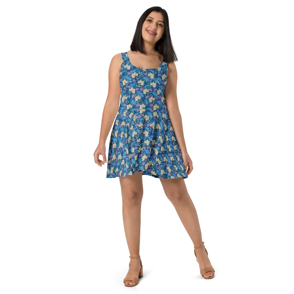 Midnight Meadow on Skater Dress — Front