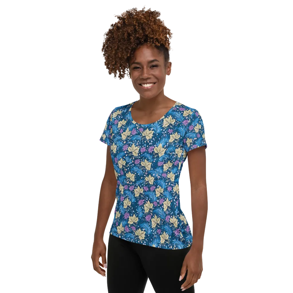Midnight Meadow on Women's Athletic T-Shirt — Left