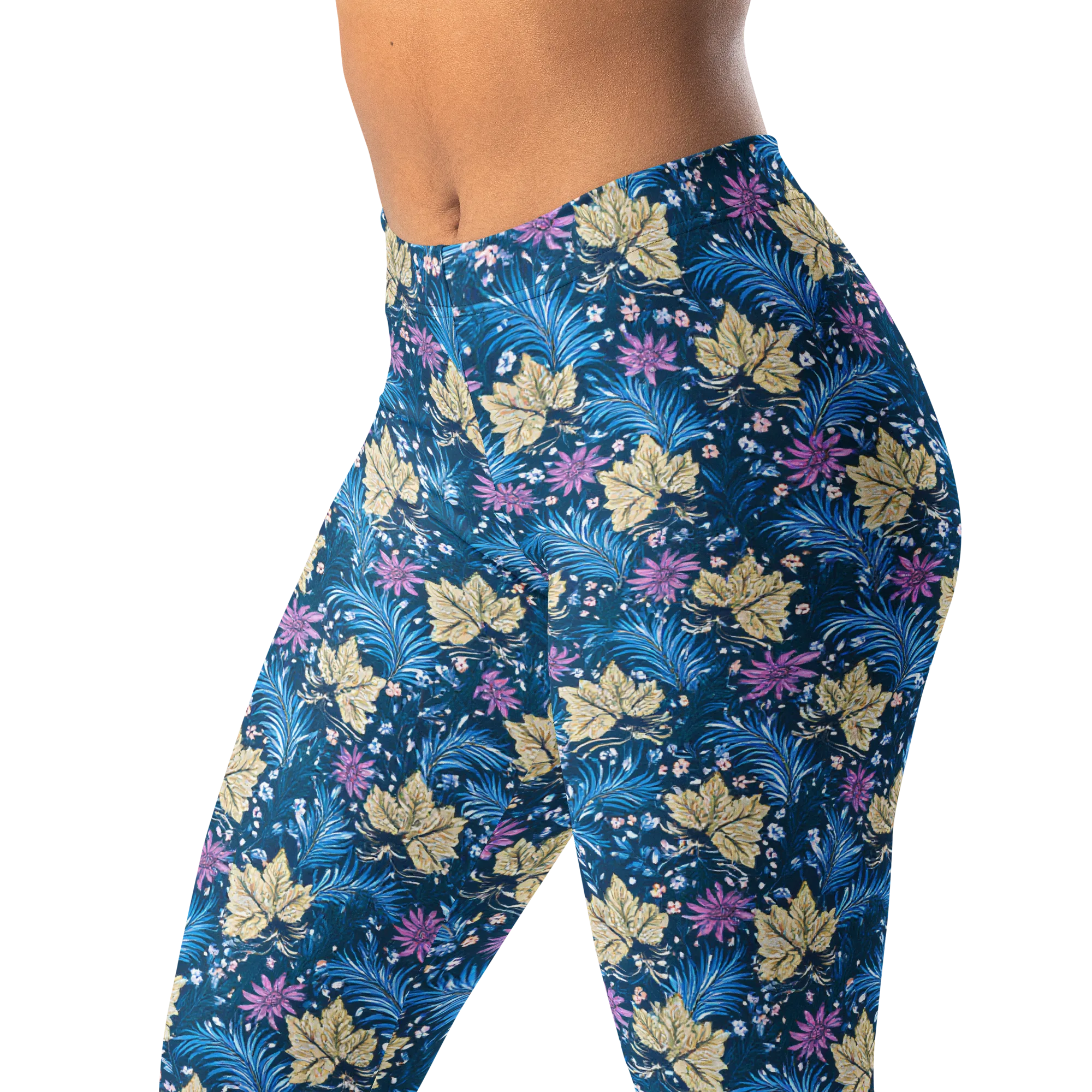 Midnight Meadow on Leggings — Left Front