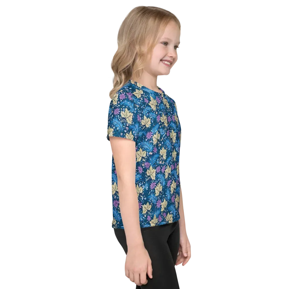 Midnight Meadow on Kids Crew Neck T-Shirt — Right