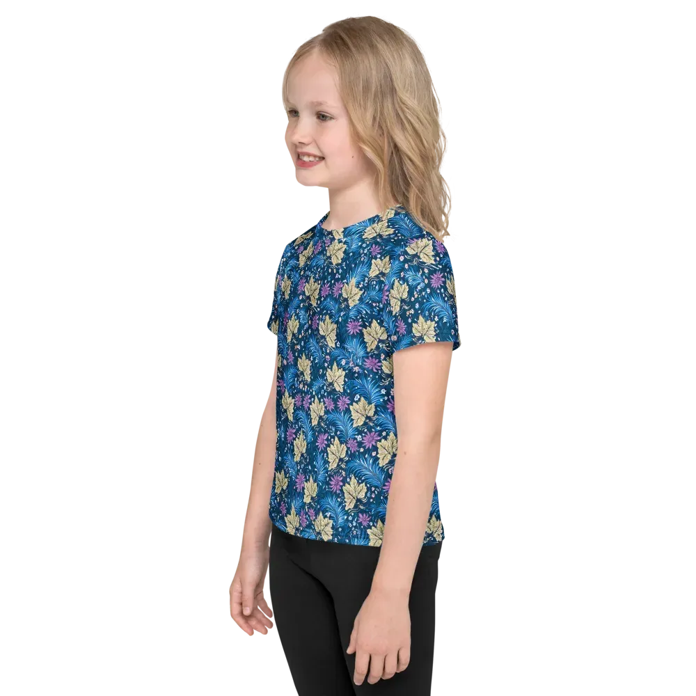 Midnight Meadow on Kids Crew Neck T-Shirt — Left
