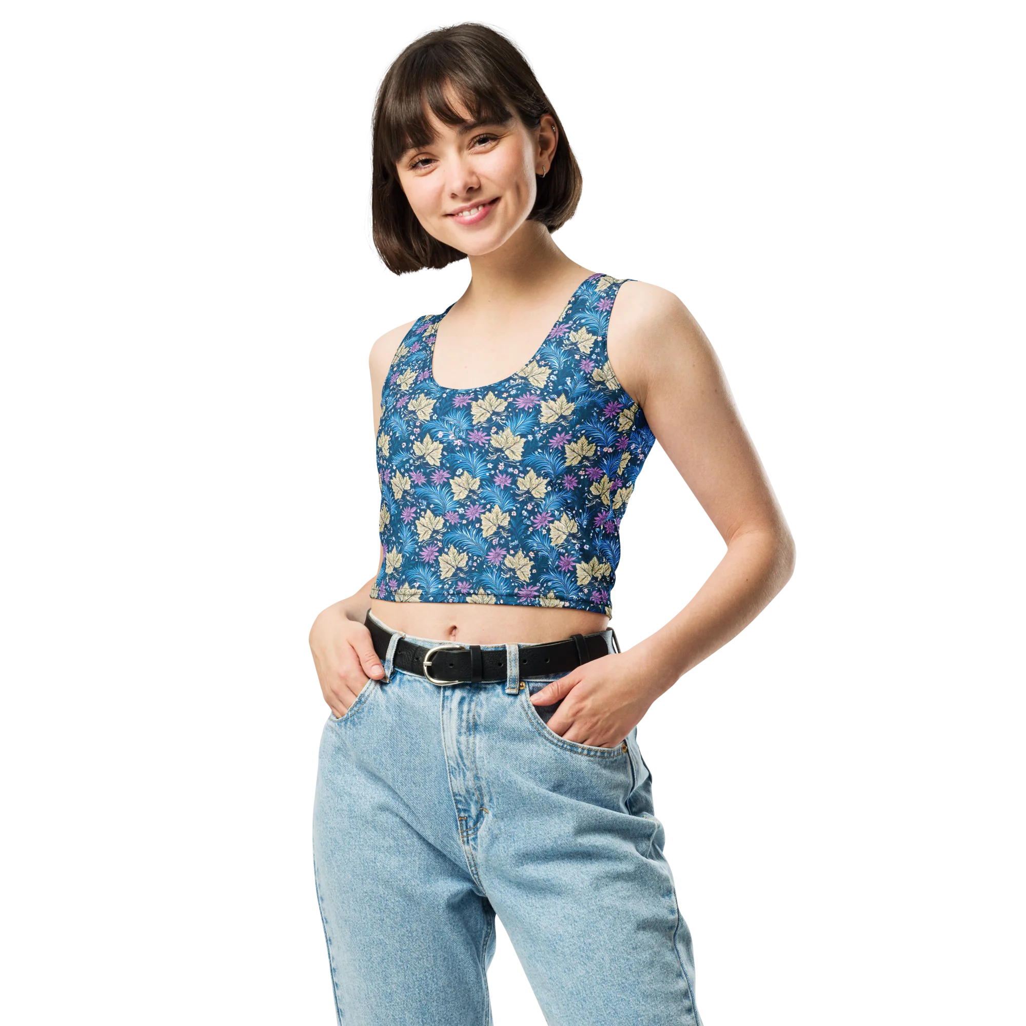 Midnight Meadow on Crop Top — Front