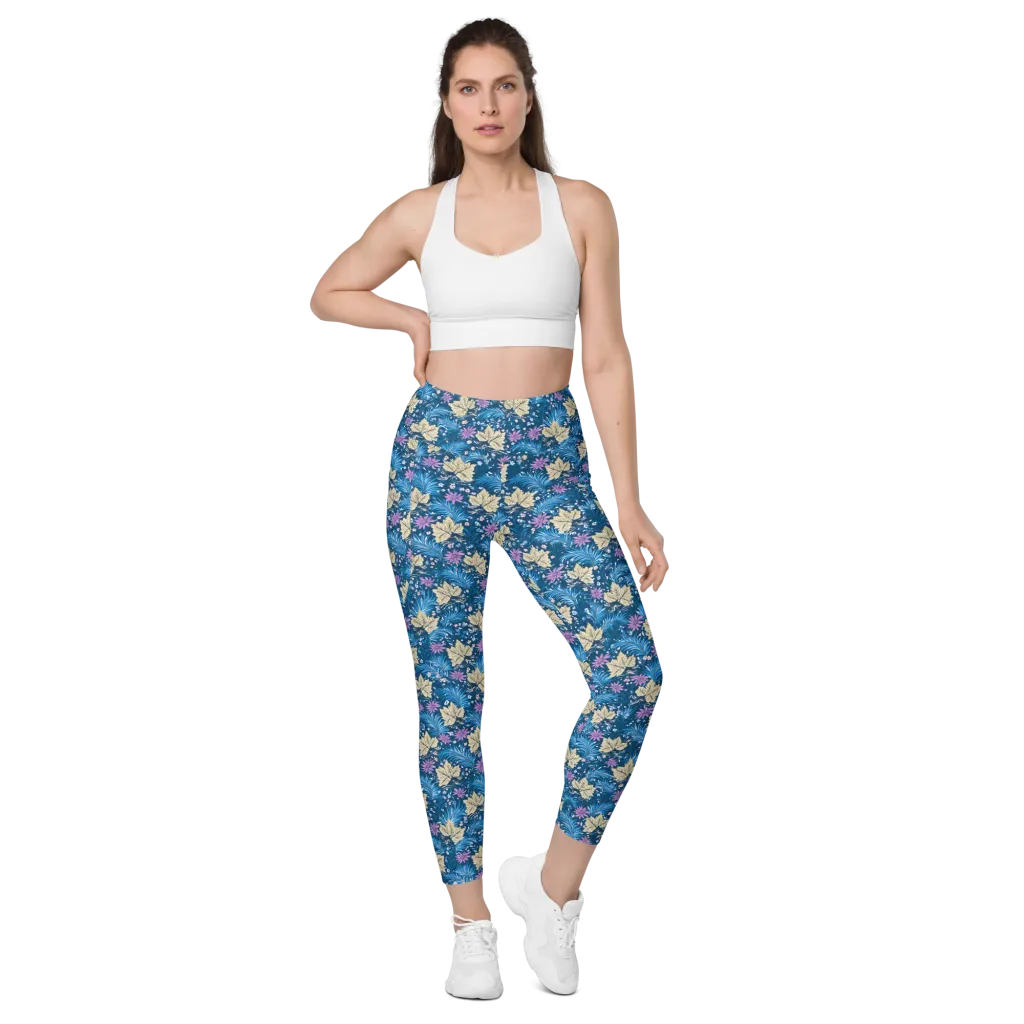 Midnight Meadow on Leggings with Pockets — Front