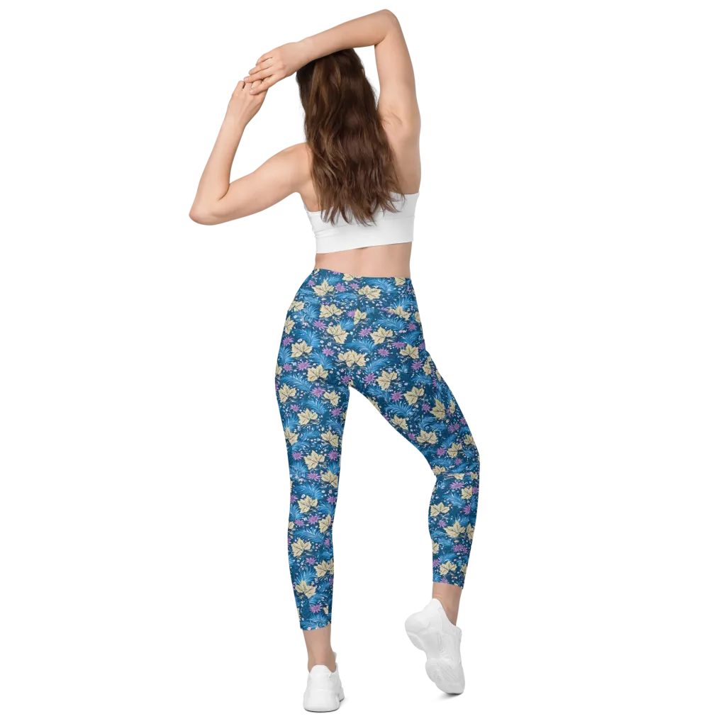 Midnight Meadow on Leggings with Pockets — Back