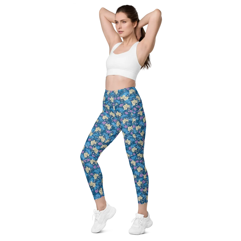 Midnight Meadow on Leggings with Pockets — Left Front