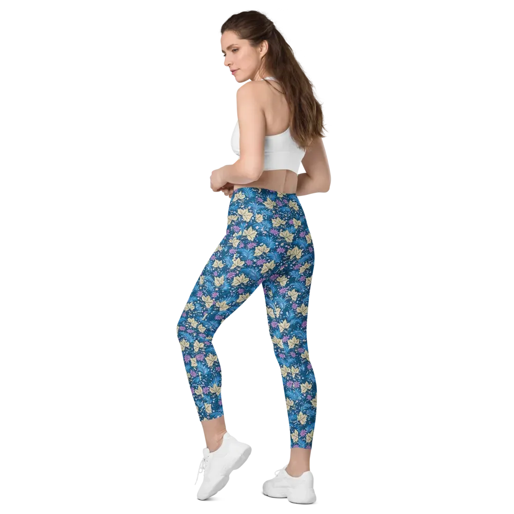 Midnight Meadow on Leggings with Pockets — Left Back