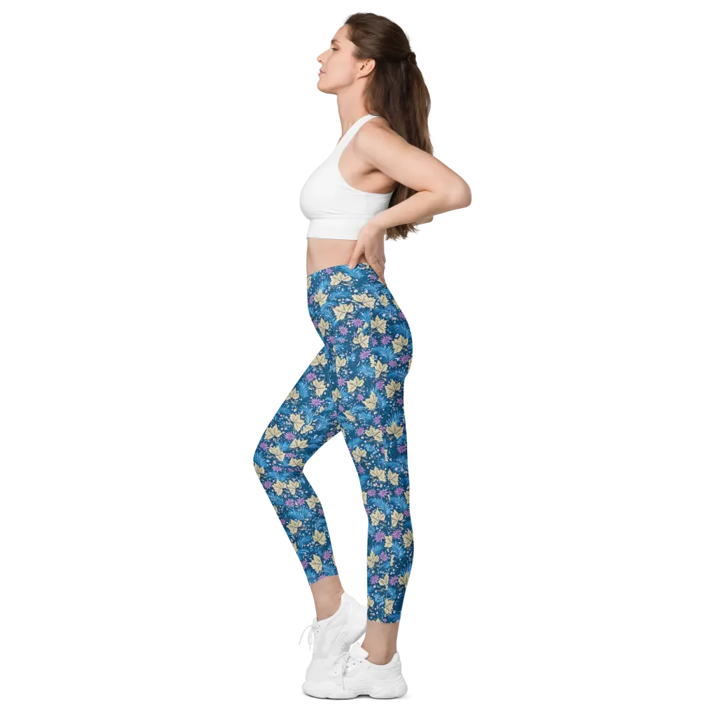 Midnight Meadow on Leggings with Pockets — Left
