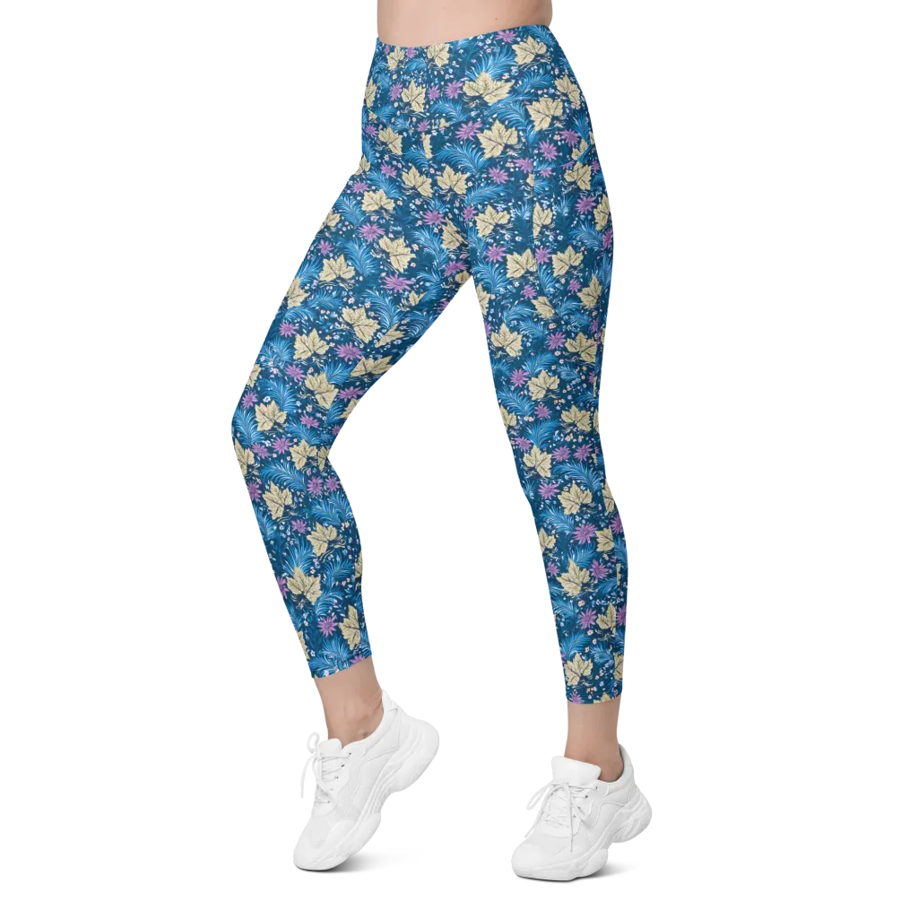 Midnight Meadow on Leggings with Pockets — Left Front