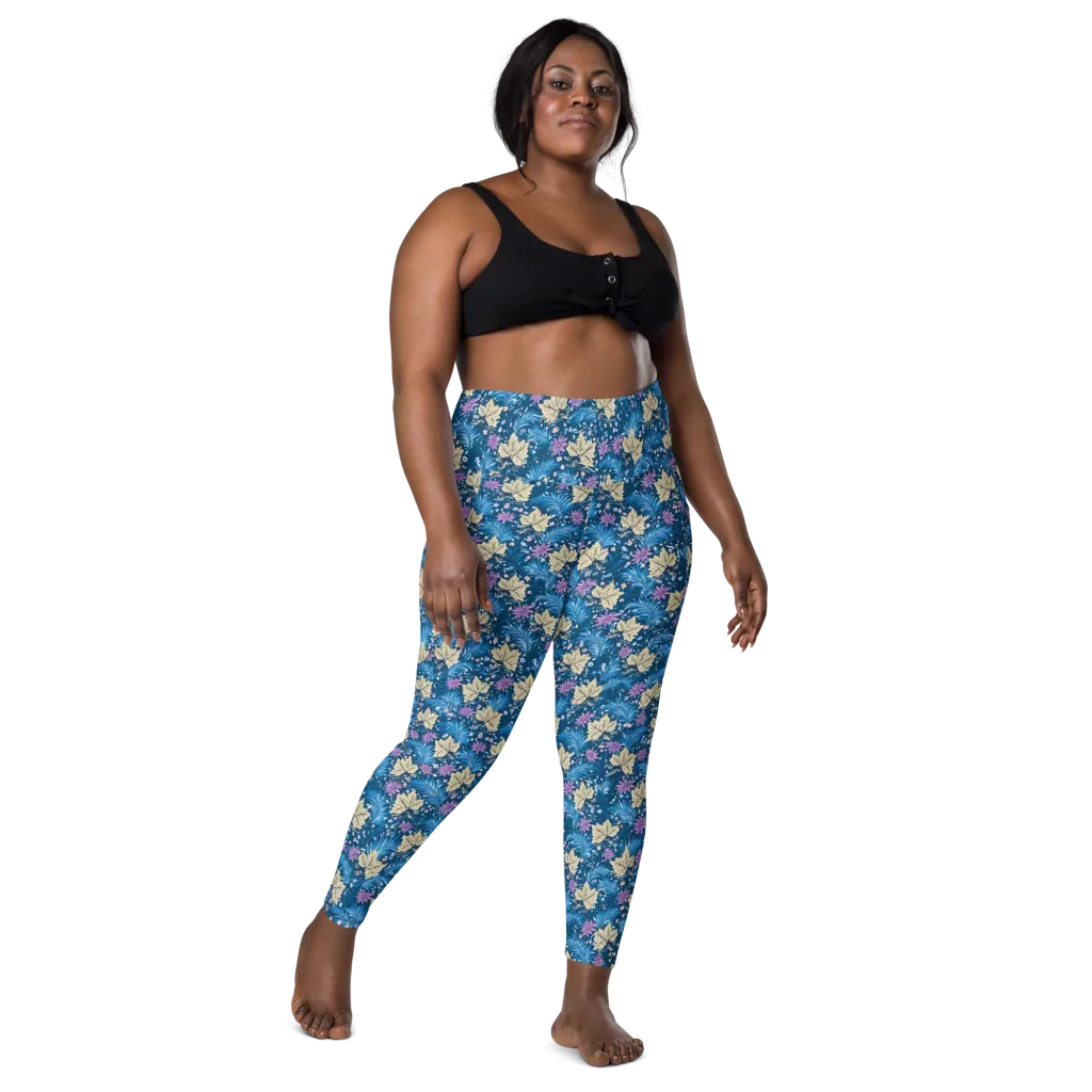 Midnight Meadow on Leggings with Pockets — Front