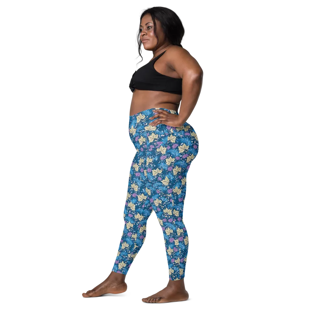 Midnight Meadow on Leggings with Pockets — Left