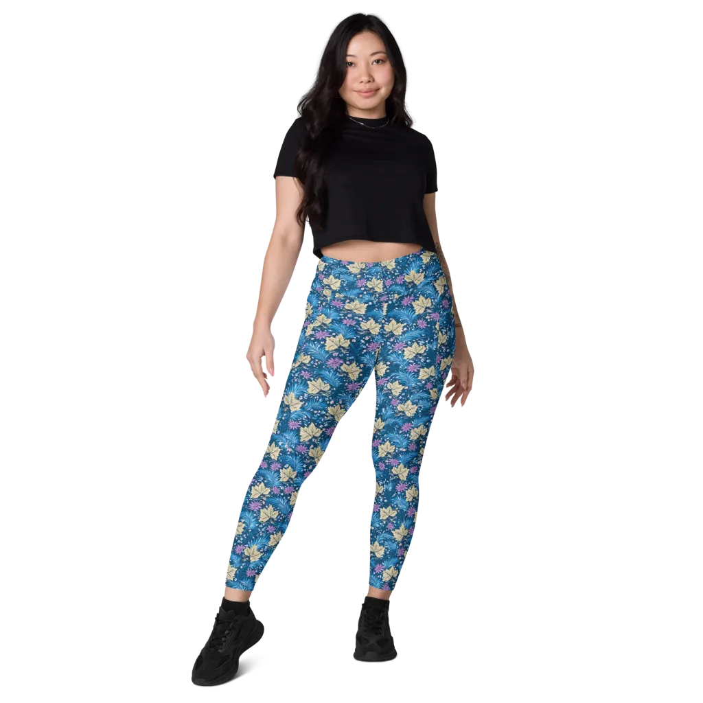 Midnight Meadow on Leggings with Pockets — Front