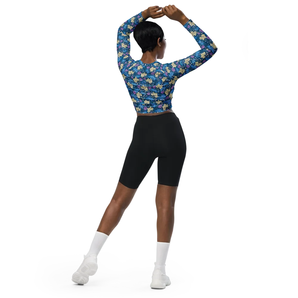 Midnight Meadow on Long Sleeve Crop Top — Back