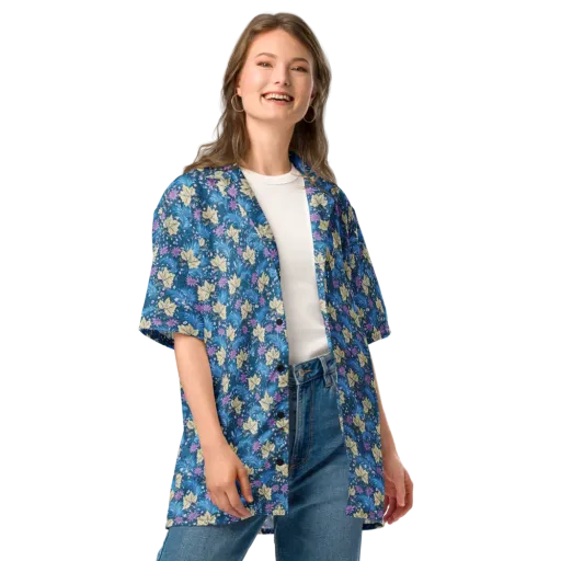 Midnight Meadow on a Button Shirt