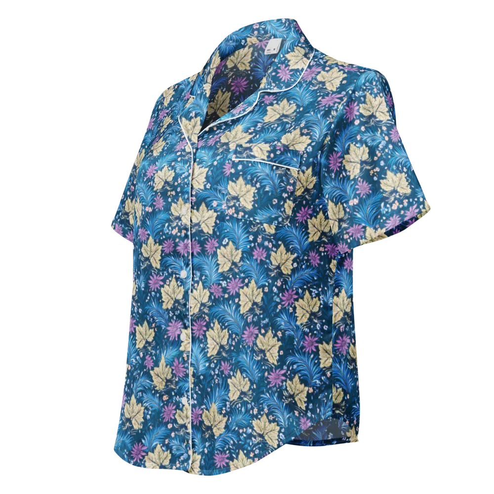 Midnight Meadow on Women's Short Sleeve Pajama Top — Left Front