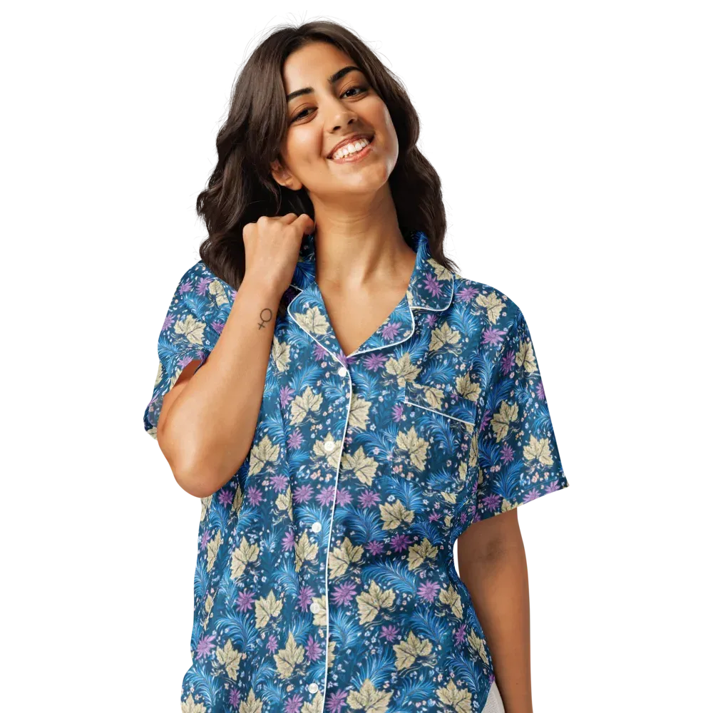 Midnight Meadow on Women's Short Sleeve Pajama Top — Front