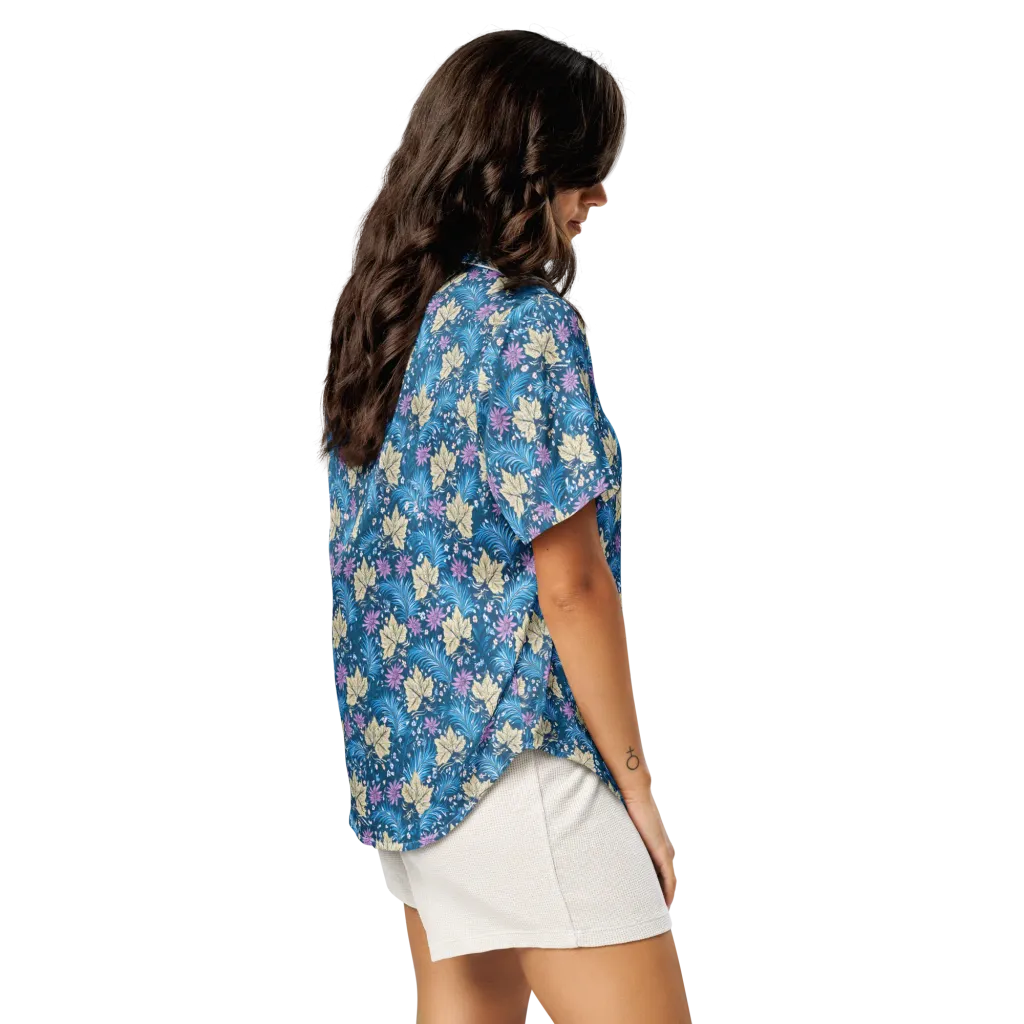Midnight Meadow on Women's Short Sleeve Pajama Top — Right Back