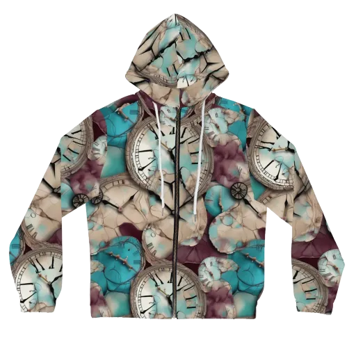 Midnight Horology on a Women's Full-Zip Hoodie