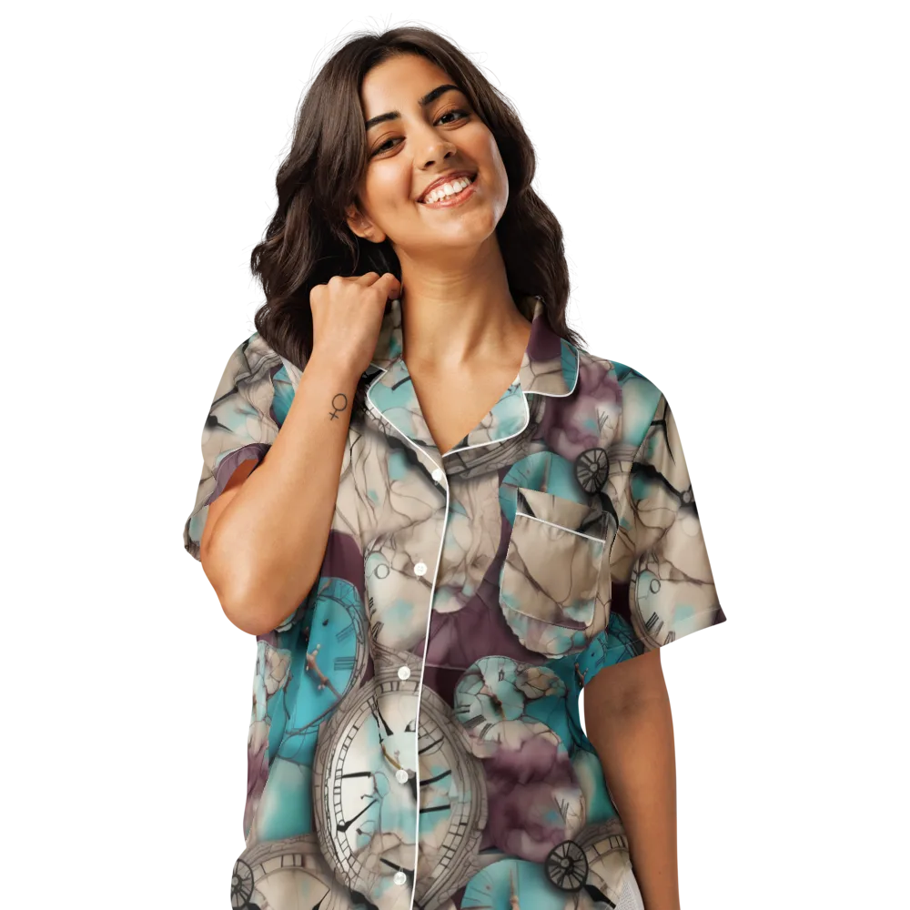 Midnight Horology on Women's Short Sleeve Pajama Top — Front