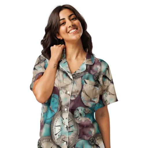 Midnight Horology on a Women's Short Sleeve Pajama Top