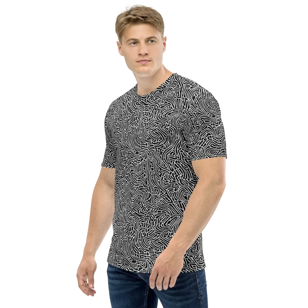 Obsidian Labyrinth on Men's Crew Neck T-Shirt — Left