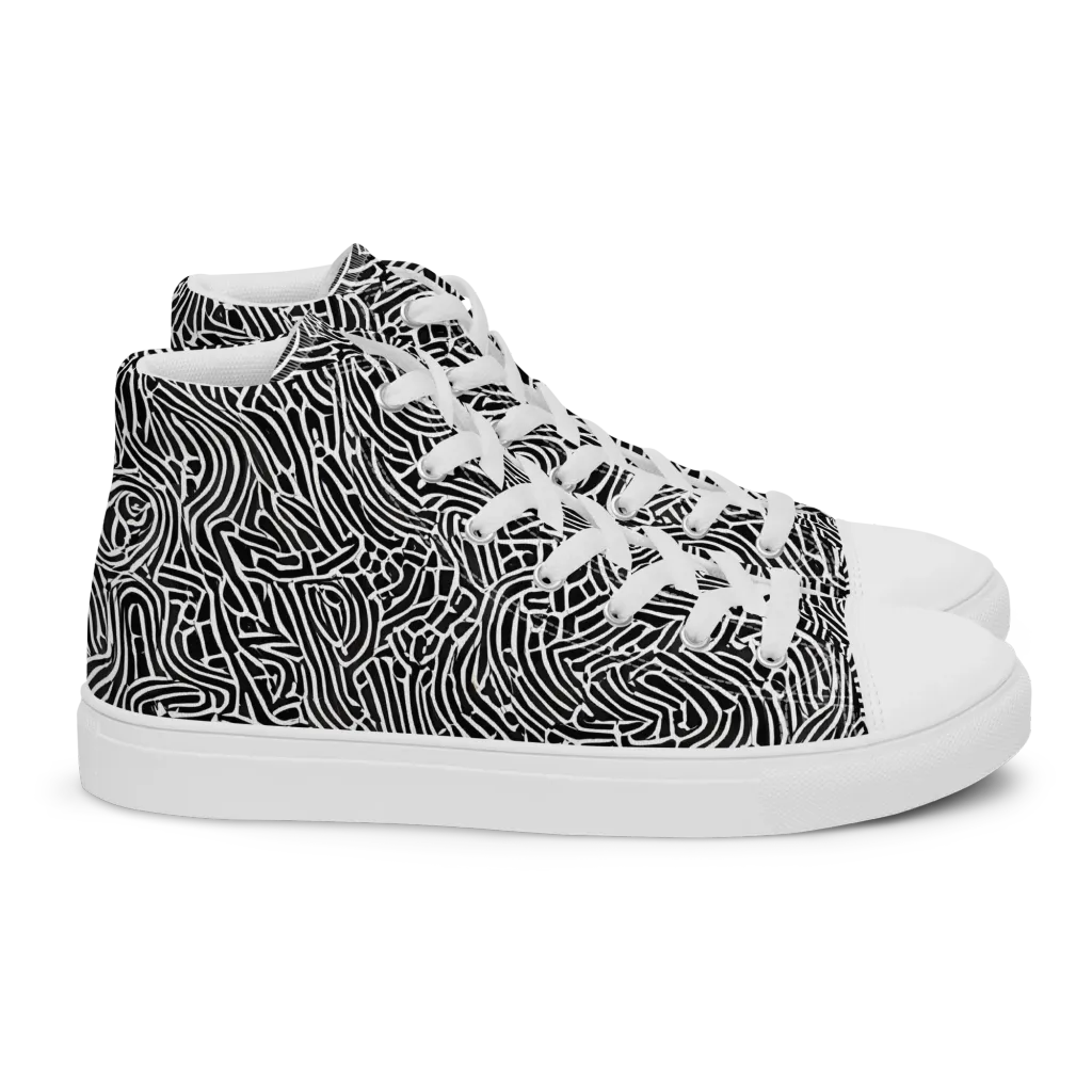 Obsidian Labyrinth on Women's High Top Canvas Shoes — Right