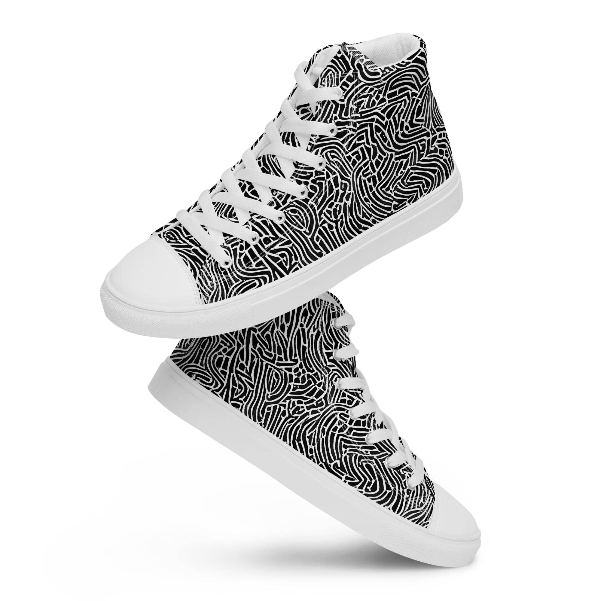 Obsidian Labyrinth on Women's High Top Canvas Shoes — Front