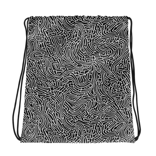 Obsidian Labyrinth on a Drawstring Bag
