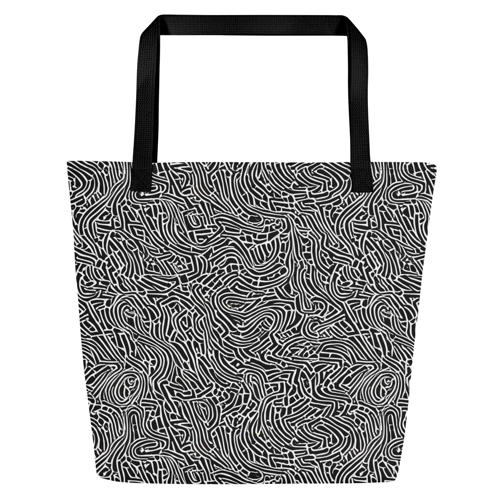 Obsidian Labyrinth on Large Tote Bag W/ Pocket — Front